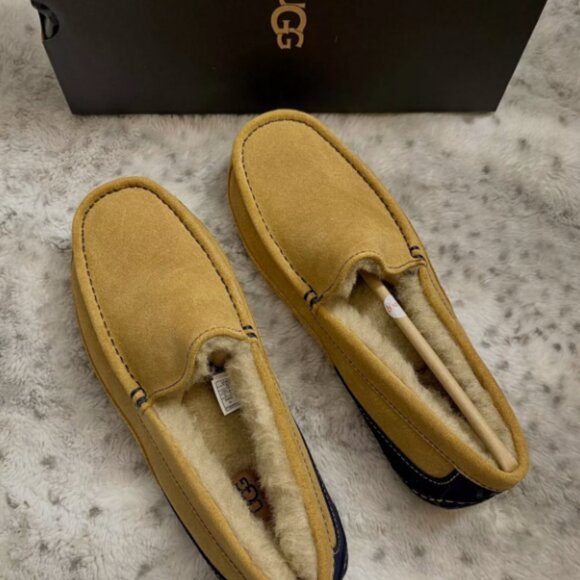 UGG ASCOT Suede LOAFER / Slippers in Chestnut w/ Navy Trim MSRP$160 Comfy &Cozy main image 4